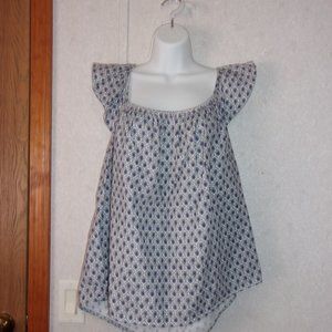 Ann Taylor (New with Tags) Blue & White Design Cropped Blouse Size XL